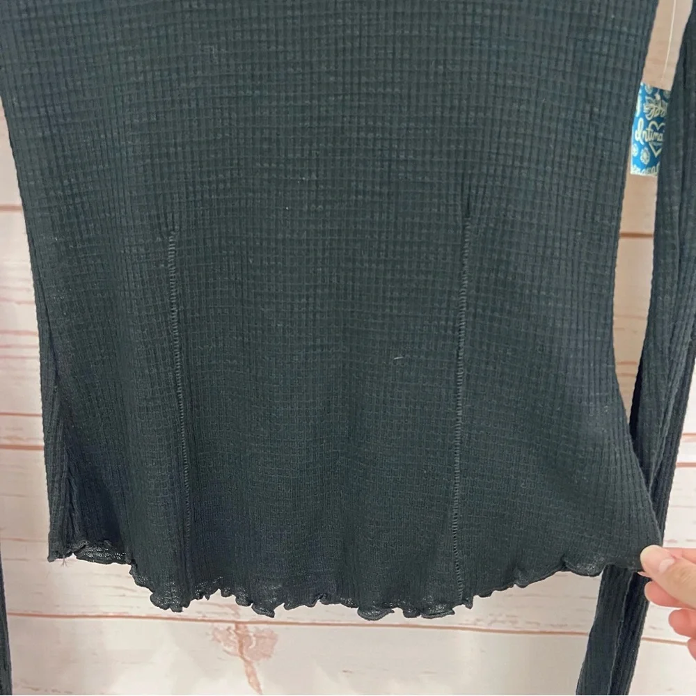 NWT Free People Waffle Knit Make it Easy Thermal Mock Neck Long Sleeve Top